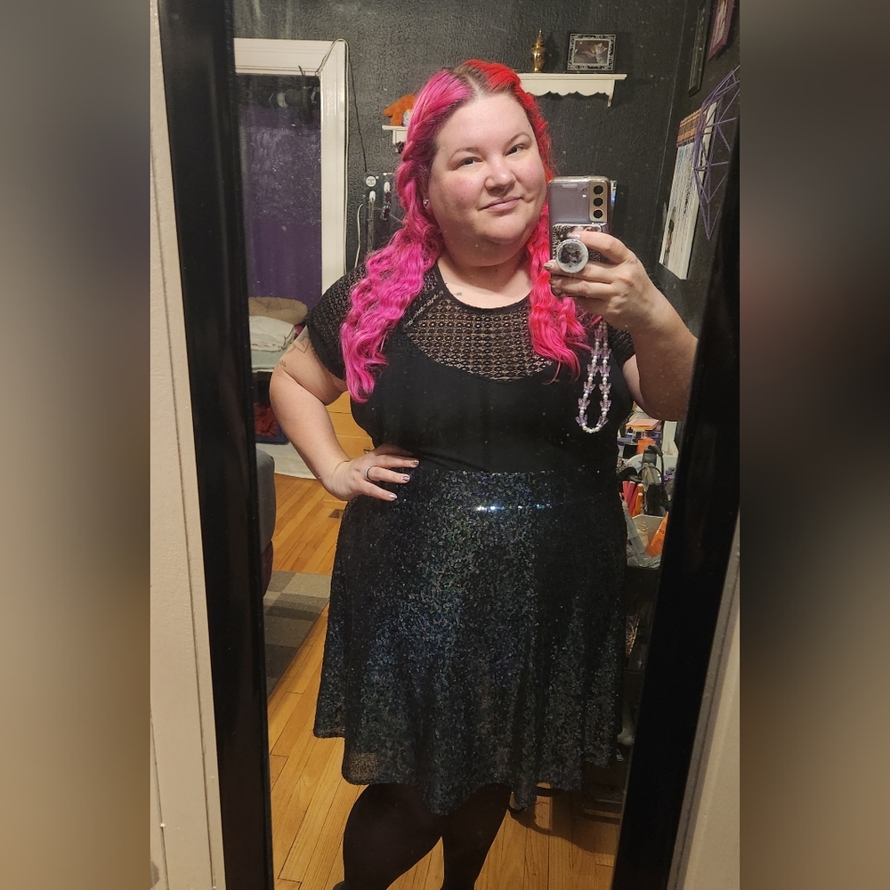 Iridescent Sequined Skater Skirt